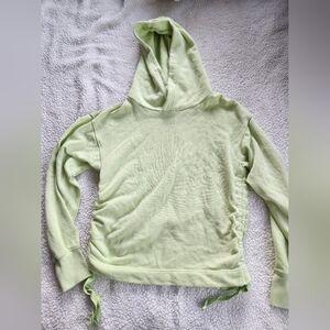 Aerie size XS womens hoodie long sleeve  scrunched side tie lime green